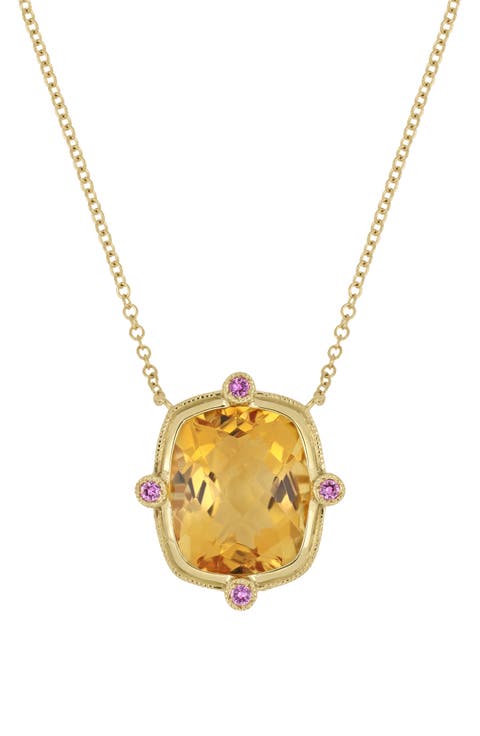 Iris Citrine & Pink Sapphire Pendant Necklace
