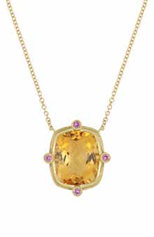 Bony Levy Iris Citrine & Pink Sapphire Pendant Necklace