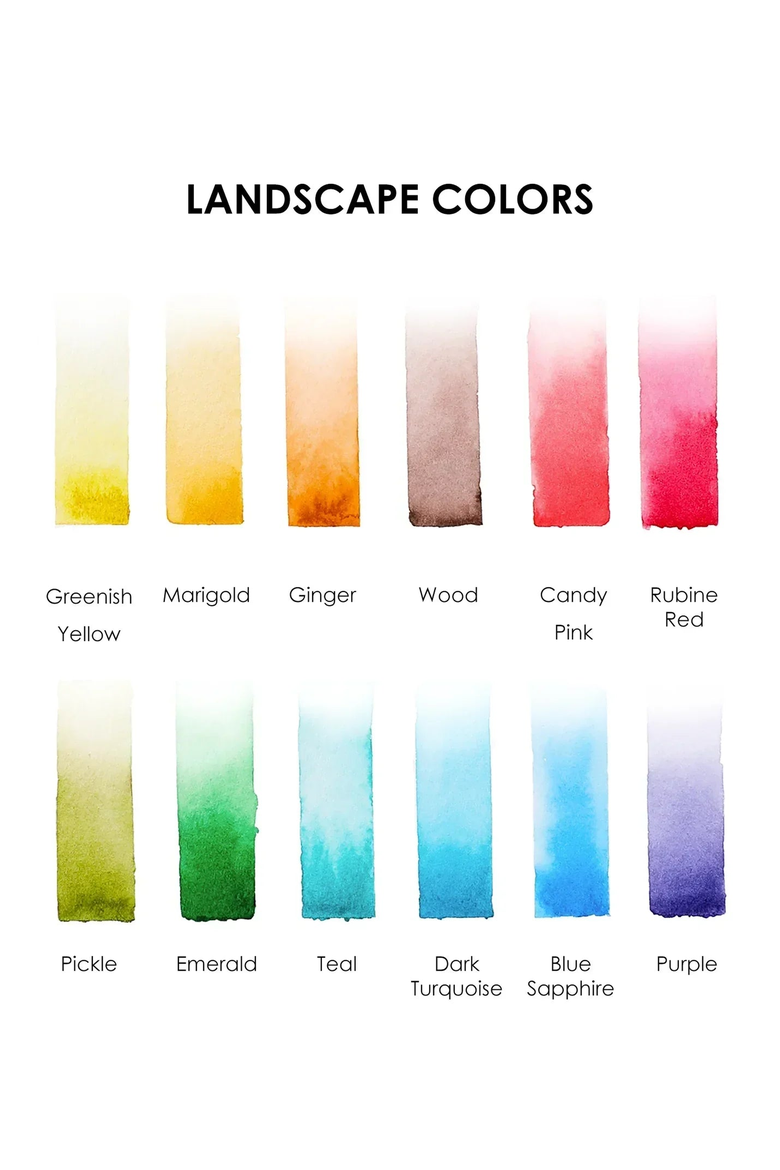 Landscape Themed Watercolor Coloring Club Box, Alternate, color, Blue-Green