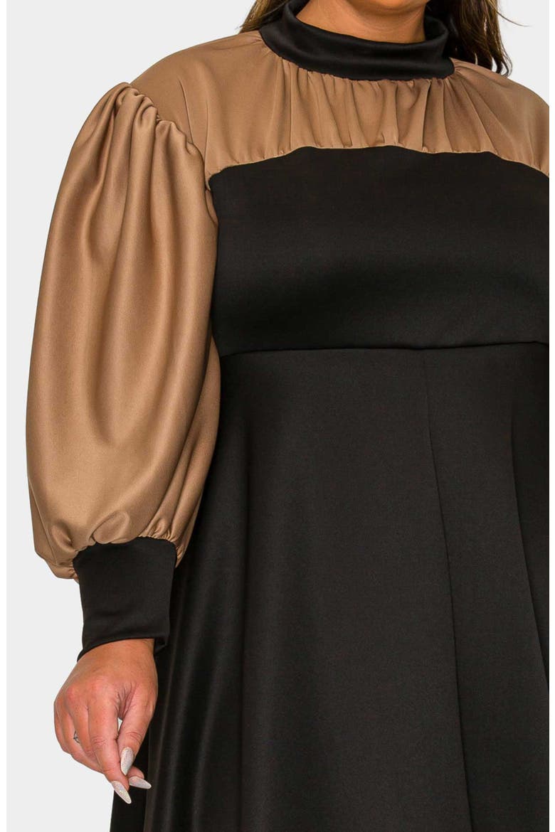 Calissa Colorblock Fit & Flare Dress, Alternate, color, BLACK MOCHA