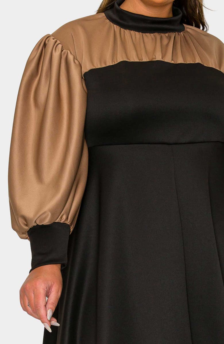 L I V D Calissa Colorblock Long Sleeve Dress, Alternate, color, Black Mocha