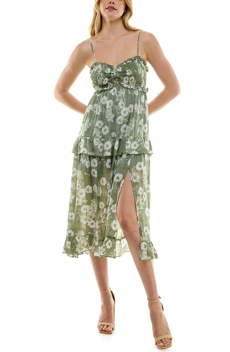 Row A Floral Smocked Midi Dress, Alternate, color, 