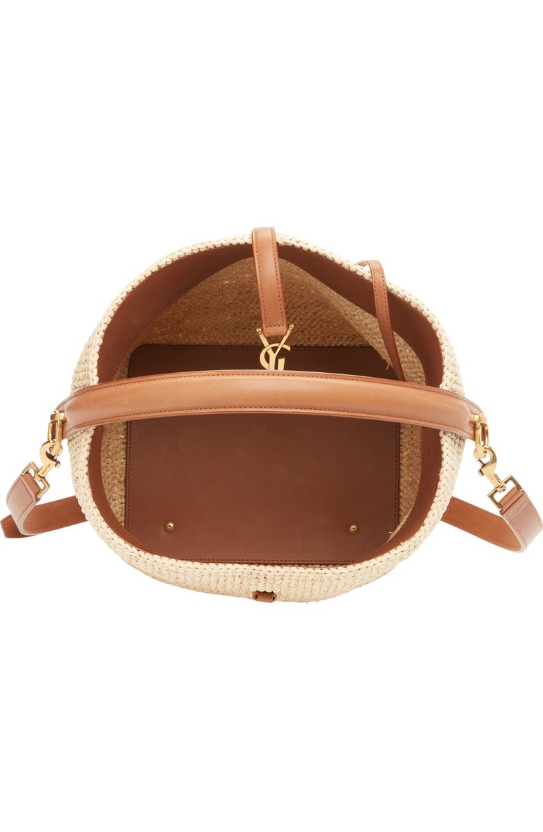 Saint Laurent Le 37 Raffia Bucket Bag, Alternate, color, Naturel/ Brick