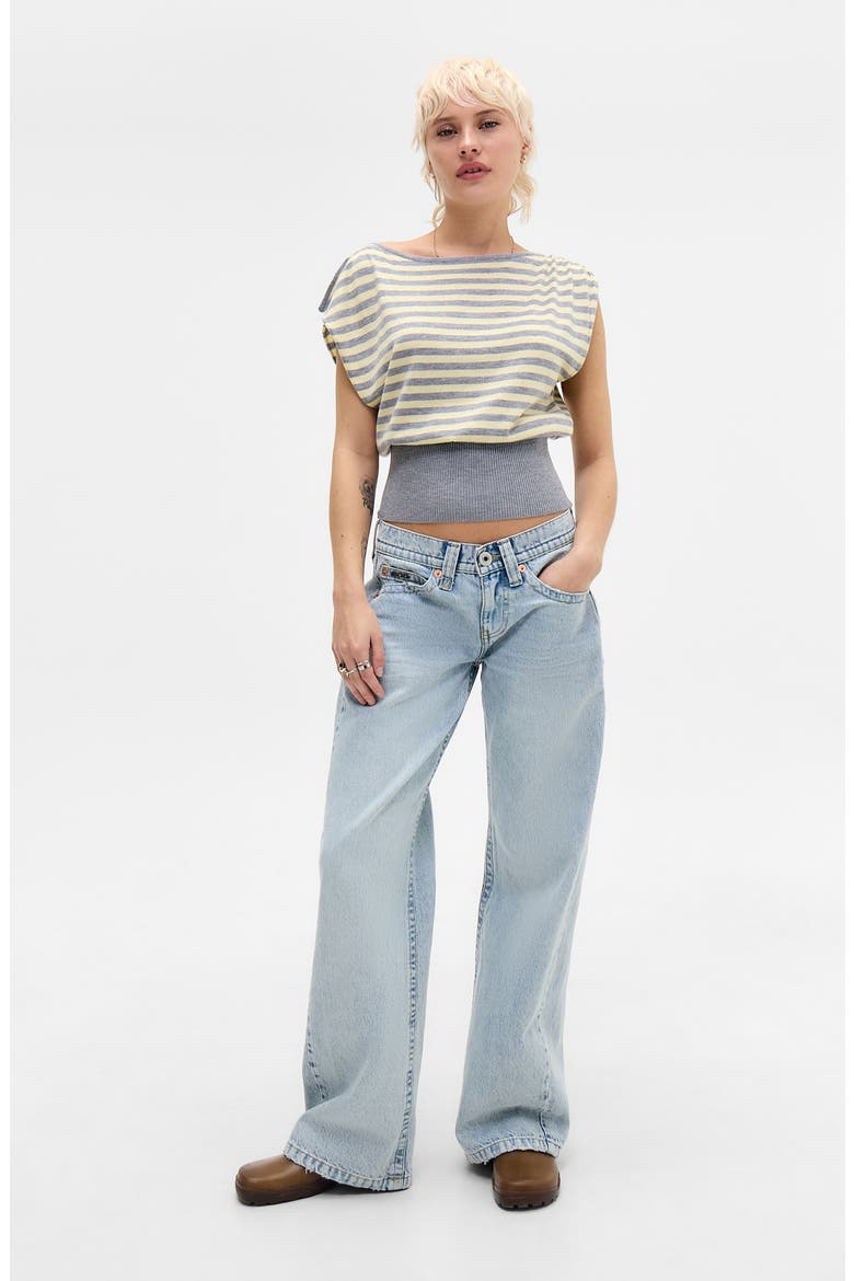 Bailey Stripe Boat Neck Crop Top, Alternate, color, YELLOW