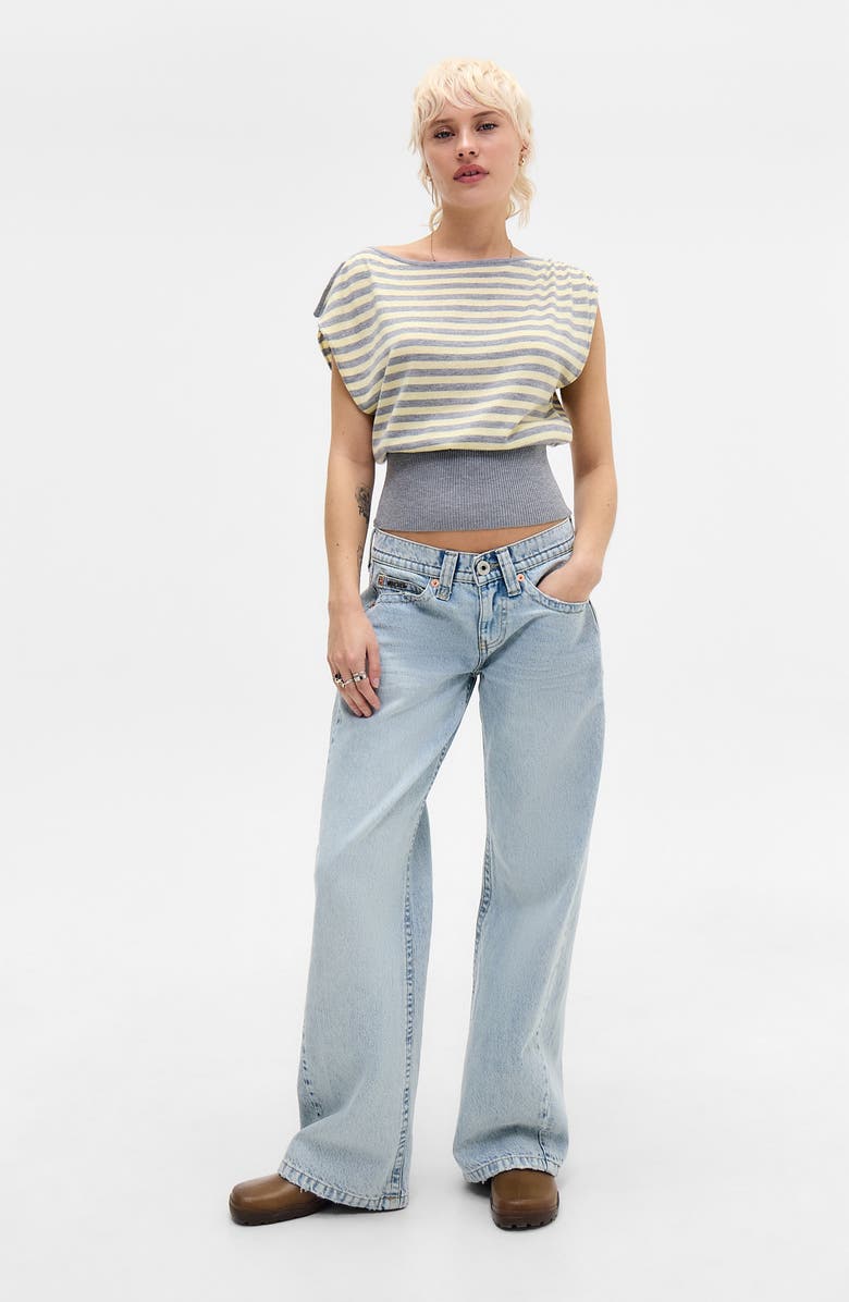 BDG Urban Outfitters Bailey Stripe Boat Neck Crop Top, Alternate, color, Yellow