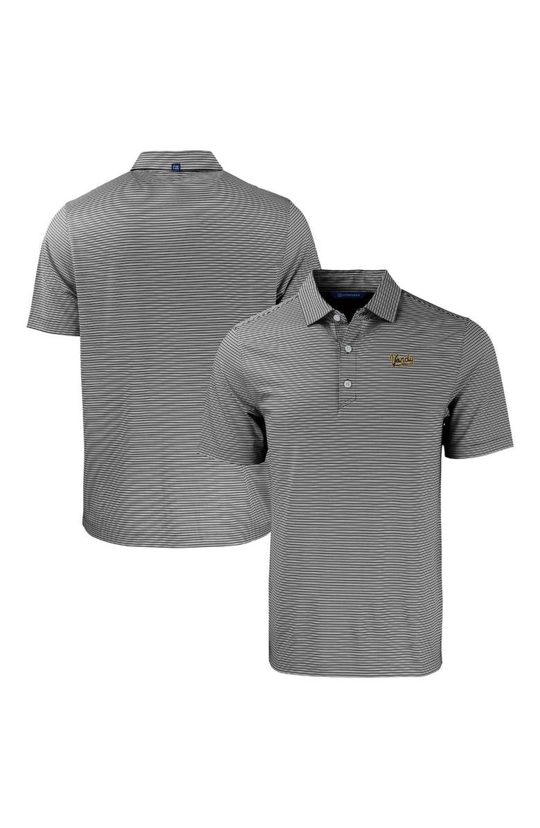 Cutter & Buck Men's Cutter & Buck  Black/White Vanderbilt Commodores Forge Eco Double Stripe Stretch Recycled Tri-Blend Polo, Main, color, 