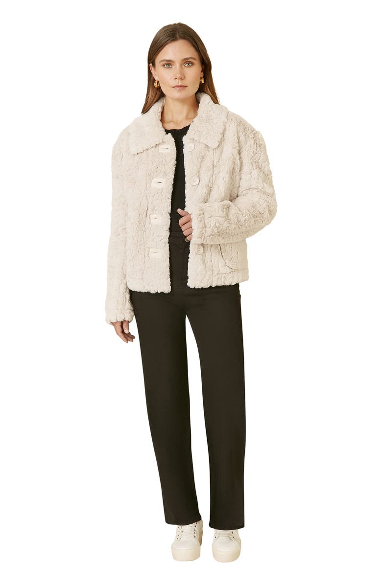 Yumi Textured Faux Fur Jacket, Main, color, Cream