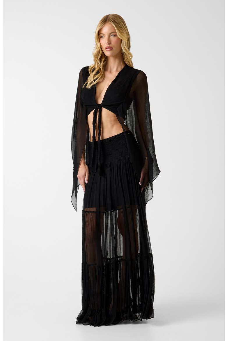 Tamia Smocked Waist Maxi Skirt, Alternate, color, JBLACK-BLACK