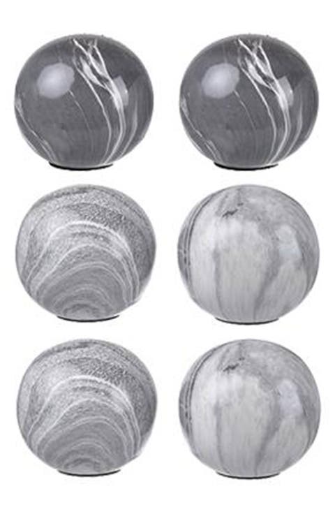 Set of 6 Marbleized Ball Accents