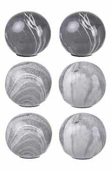 A & B Home Set of 6 Marbleized Ball Accents