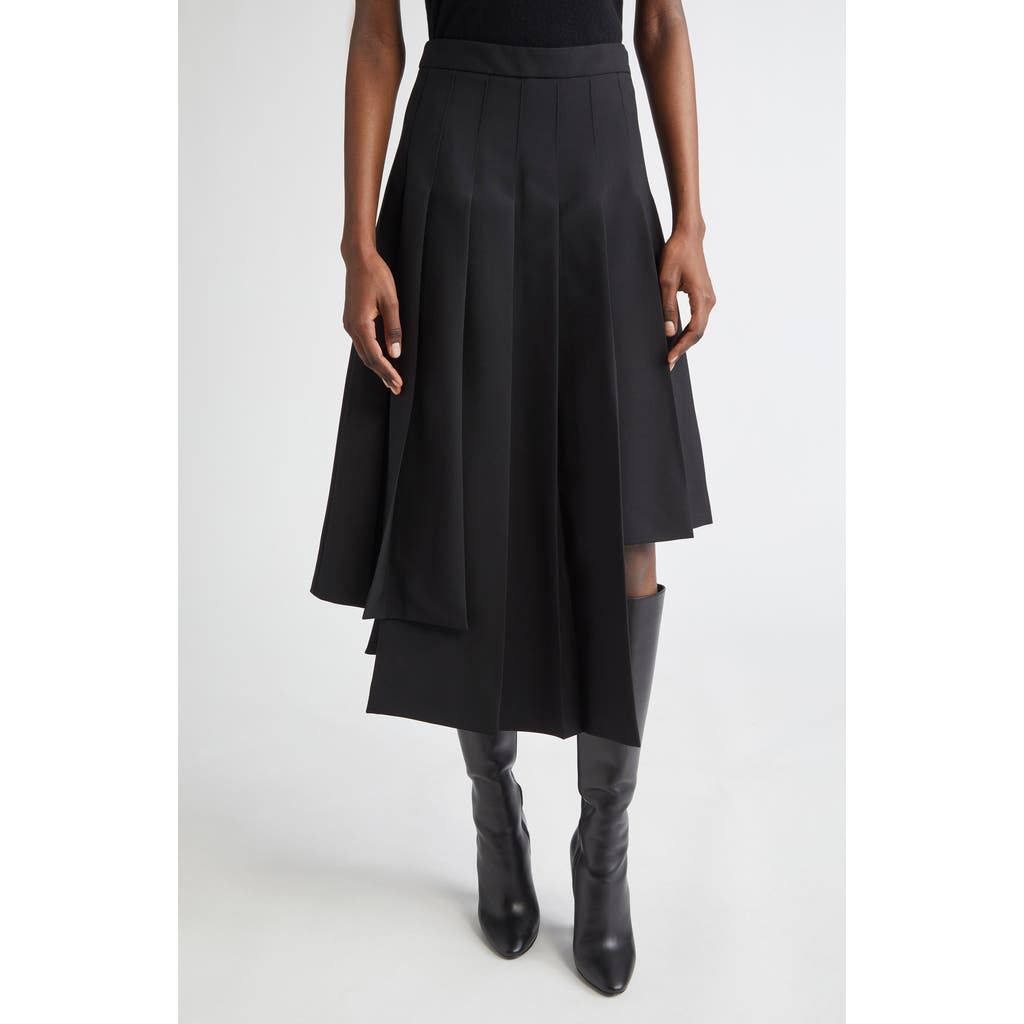 Michael Kors Collection Asymmetric Pleat Wool Skirt in Black  product