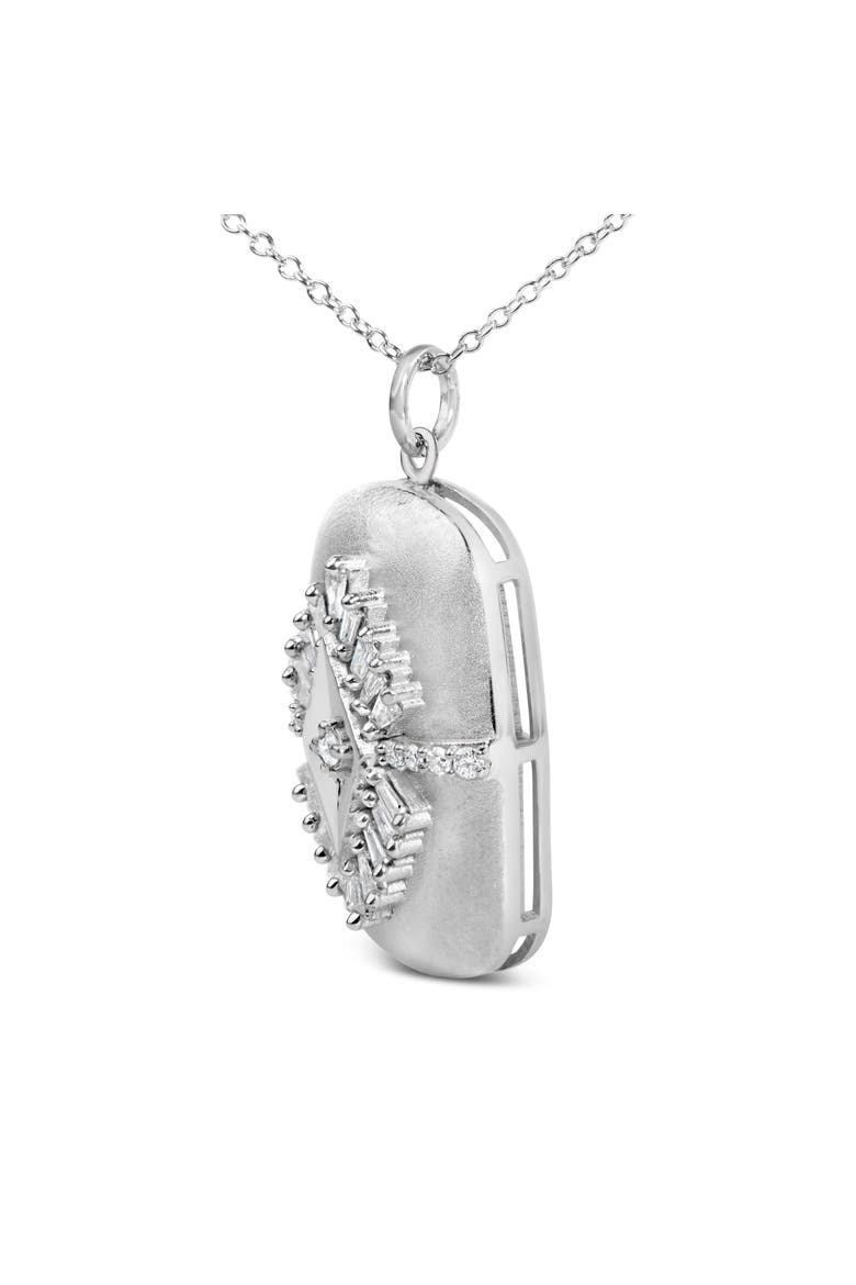 Sterling Silver 3/8 Cttw Diamond Puffed Medallion Design Pendant Necklace, Alternate, color, Silver