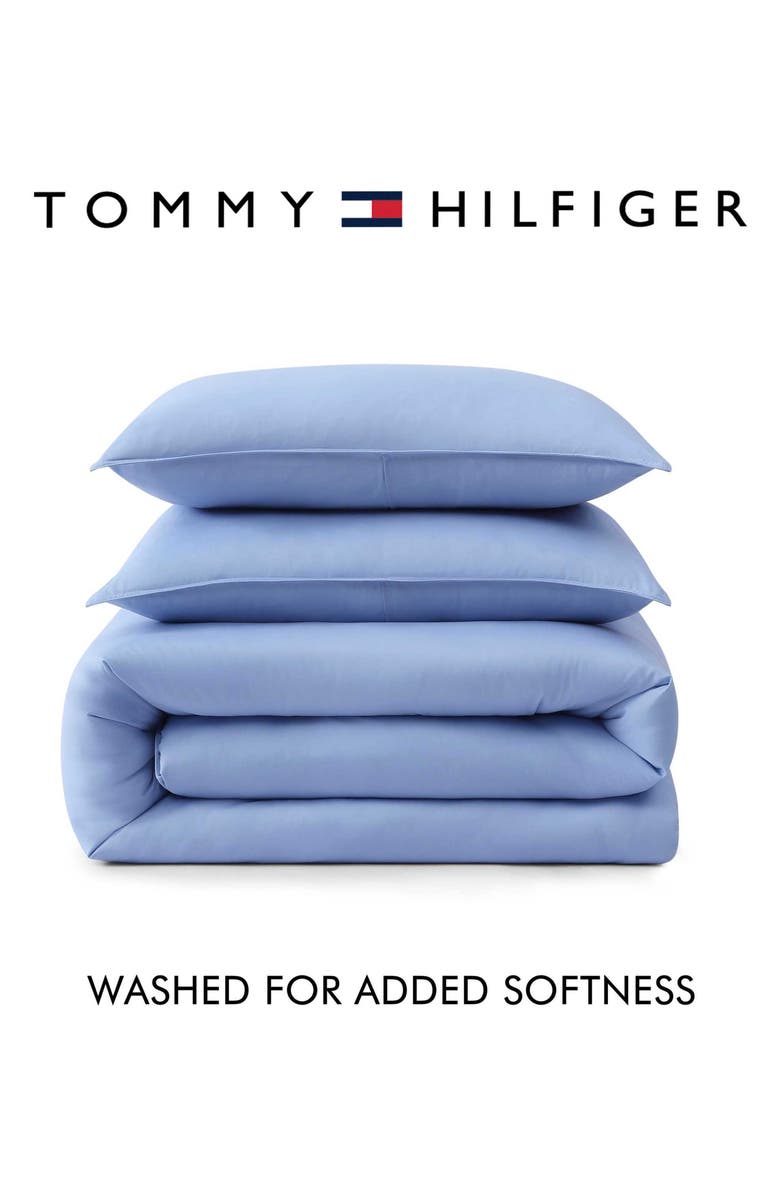 Tommy Hilfiger Core Solid Comforter & Shams Set, Alternate, color, Tidal Blue/ White
