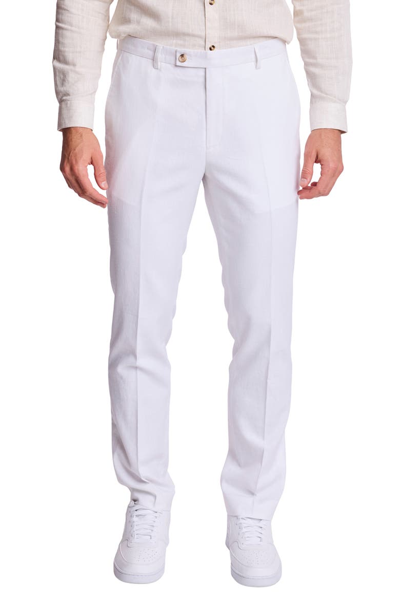 Downing Slim Fit Linen Blend Dress Pants, Main, color, WHITE LOTUS LINEN