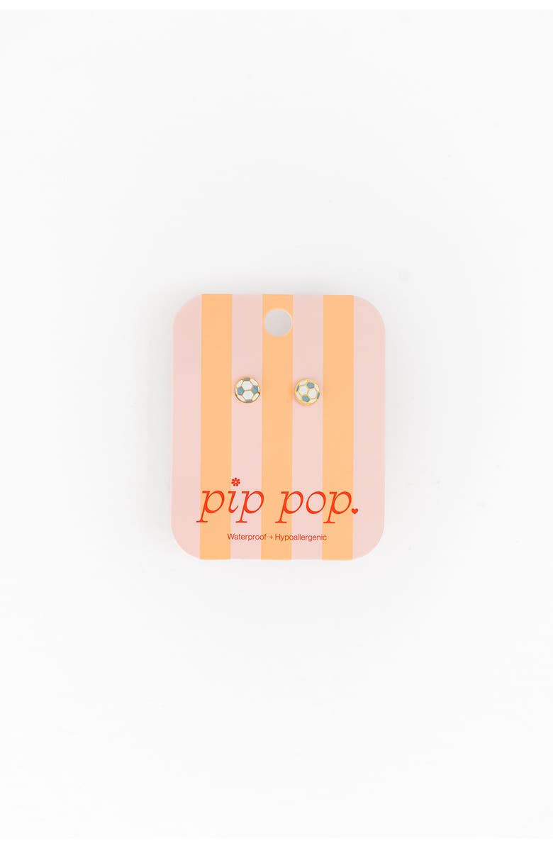 Pip Pop Soccer Ball Stud Earrings, Alternate, color, White