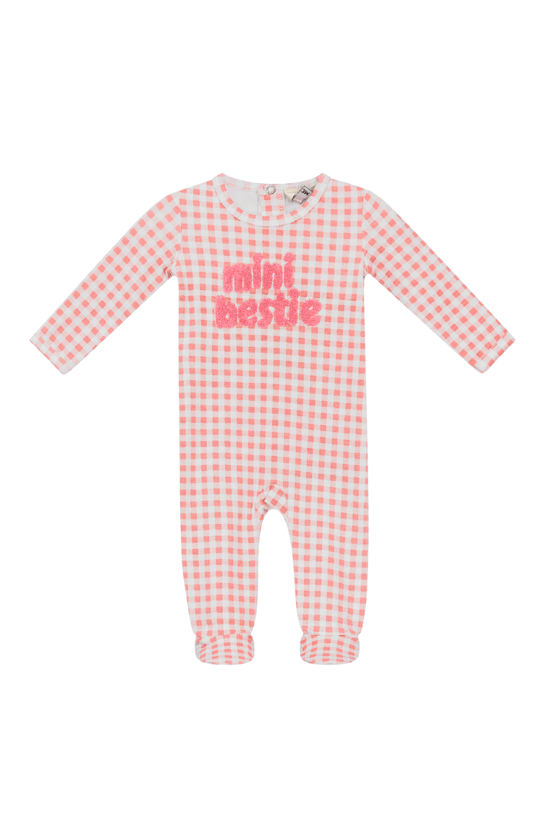 Mocha Checkered Mini Bestie Romper, Main, color, Pink/White