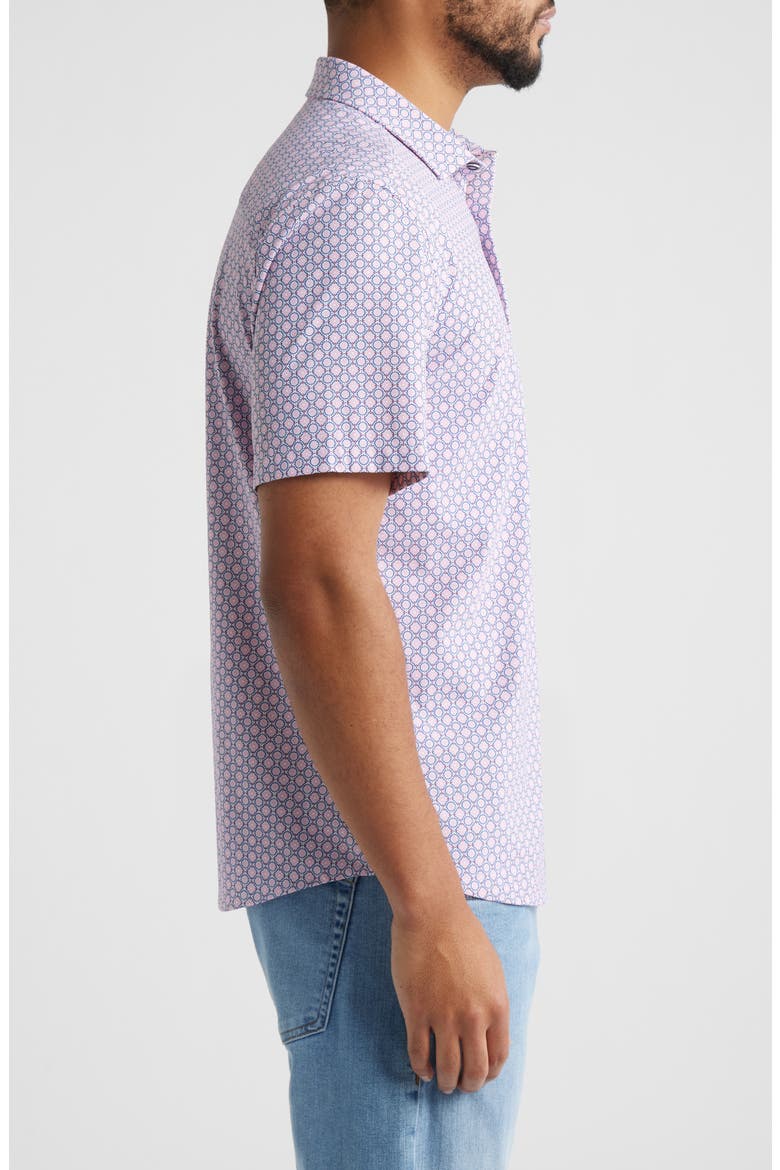 XC+™ Motion Medallion Print Short-Sleeve Performance Knit Button-Up Shirt, Alternate, color, PINK MEDALLION