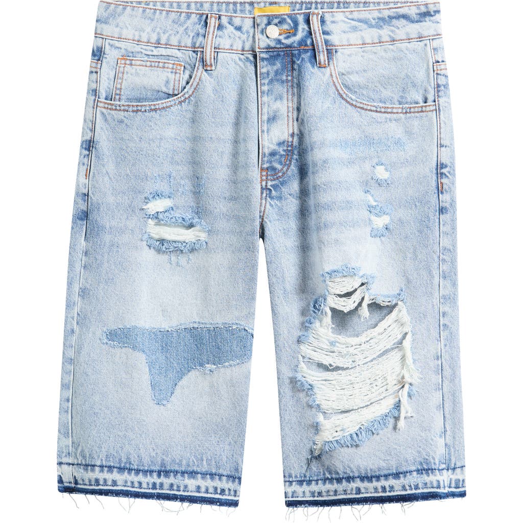 Diet Starts Monday Rip & Repair Denim Shorts In Blue