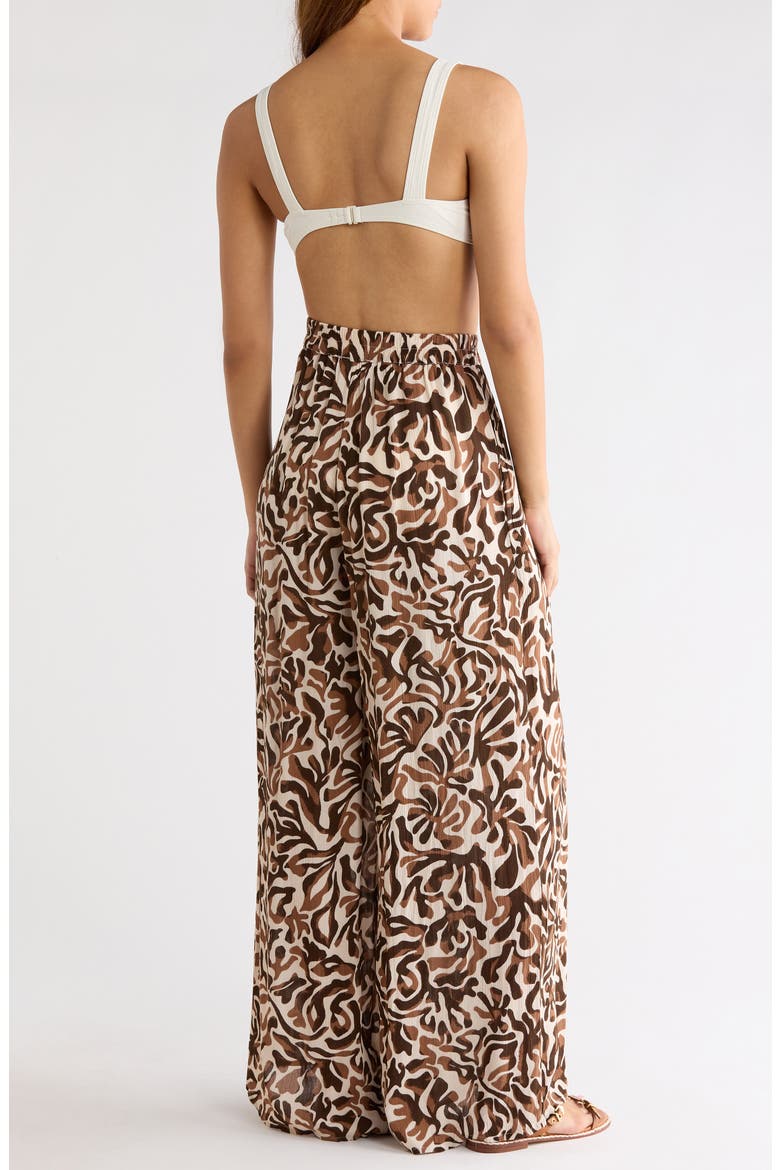 Print Wide Leg Pants, Alternate, color, BROWN CAROLINA