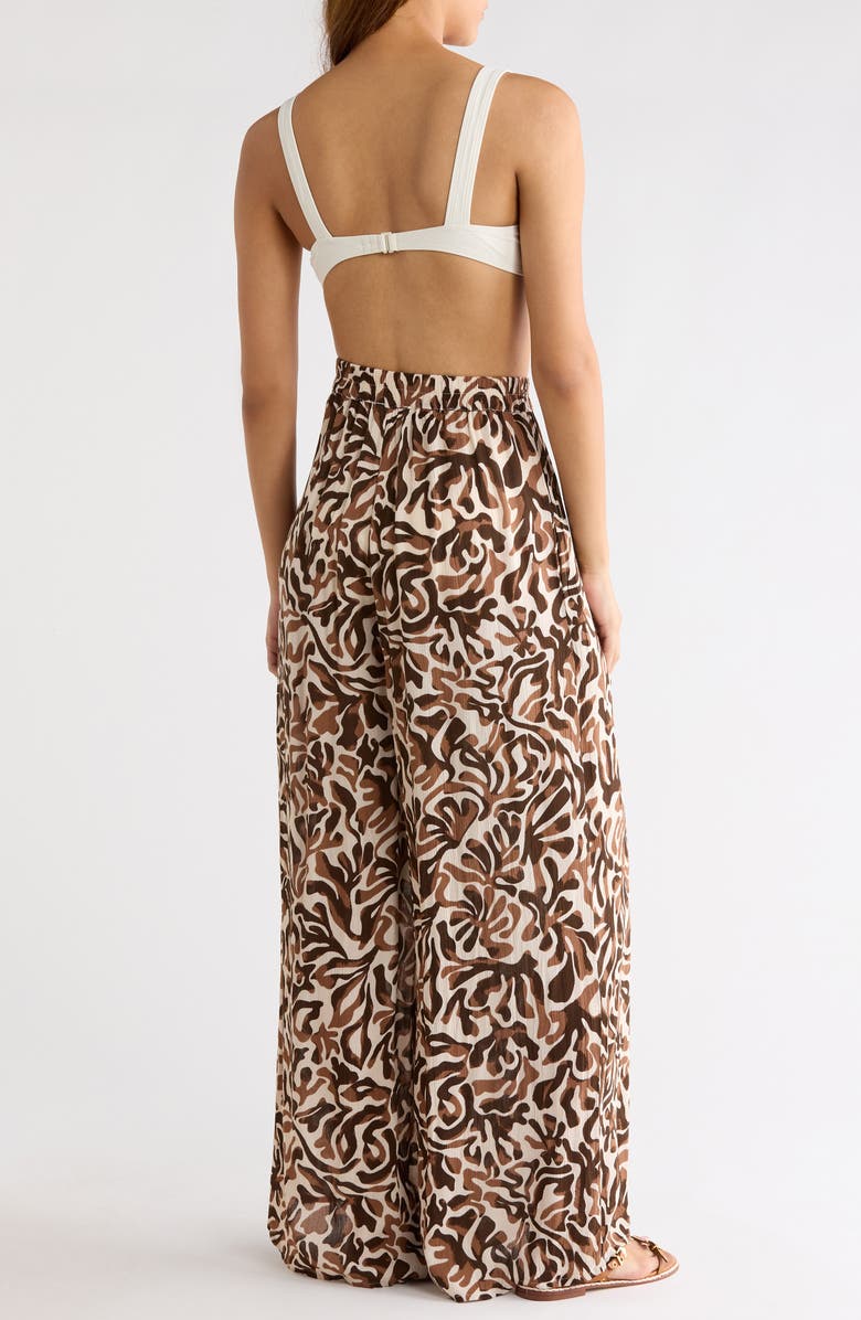 Elan Print Wide Leg Pants, Alternate, color, Brown Carolina