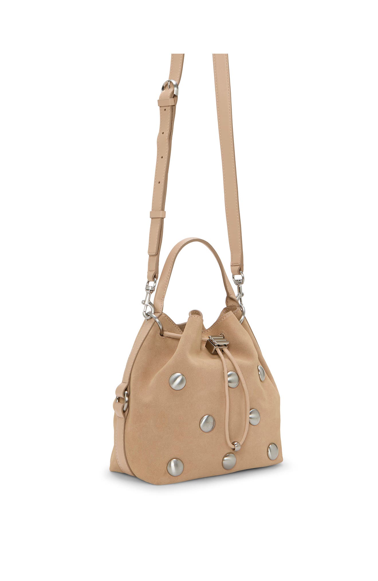 Vince Camuto Pippa Stud Leather Bucket Bag, Alternate, color, Medium Brown