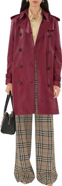 Burberry Mid-length Leather Kensington Trench Coat