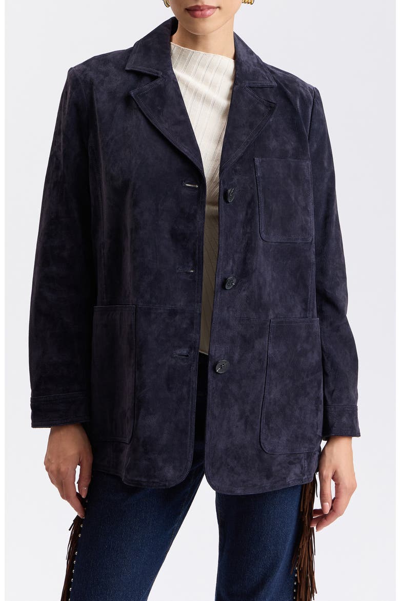 Suede Boyfriend Blazer, Alternate, color, IMPERIAL