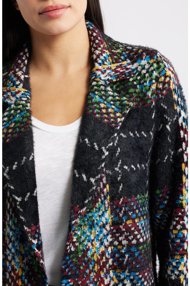 Open Front Sweater Coat, Alternate, color, BLACK MULTI PLAID