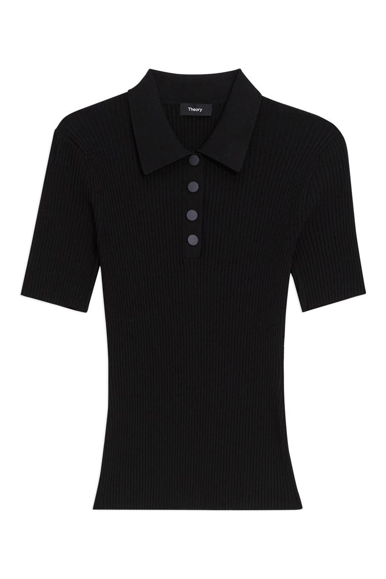 Rib Sweater Polo, Alternate, color, BLACK