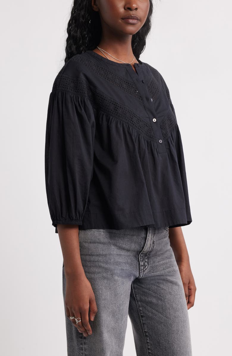 Treasure & Bond Lace Inset Woven Shirt, Alternate, color, Black