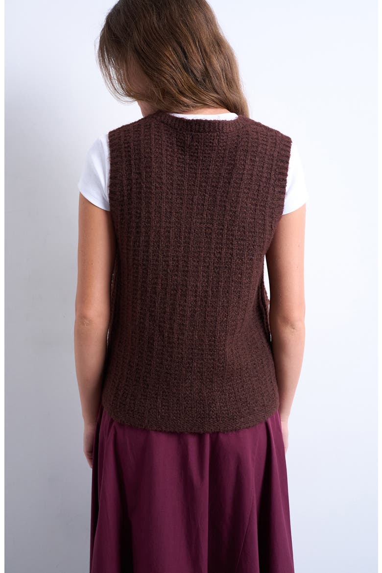 Stitchy Sweater Vest, Alternate, color, BROWN