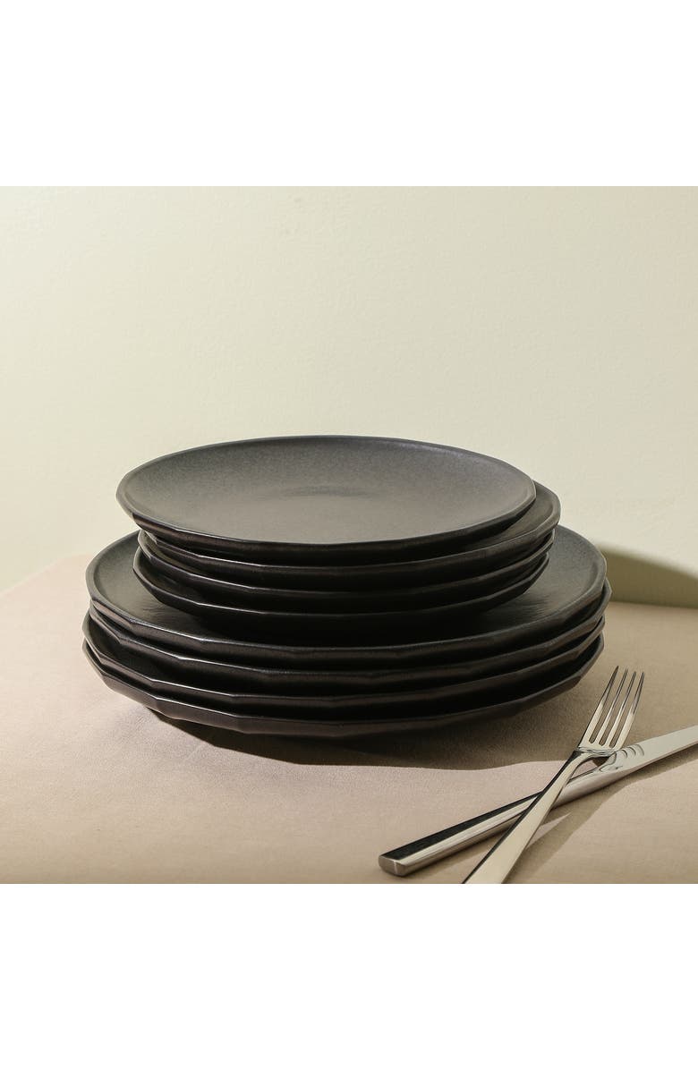 Stone Lain Rio Stoneware 4-Piece Dinner Plate Set, Alternate, color, Black