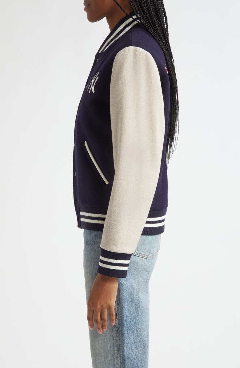 Sporty & Rich Homerun New York Yankees Wool Varsity Jacket, Alternate, color, Dark Navy/ Cream
