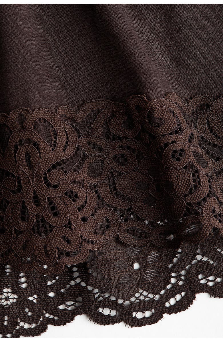 H&M Lace-trimmed Jersey Dress, Alternate, color, Dark Brown