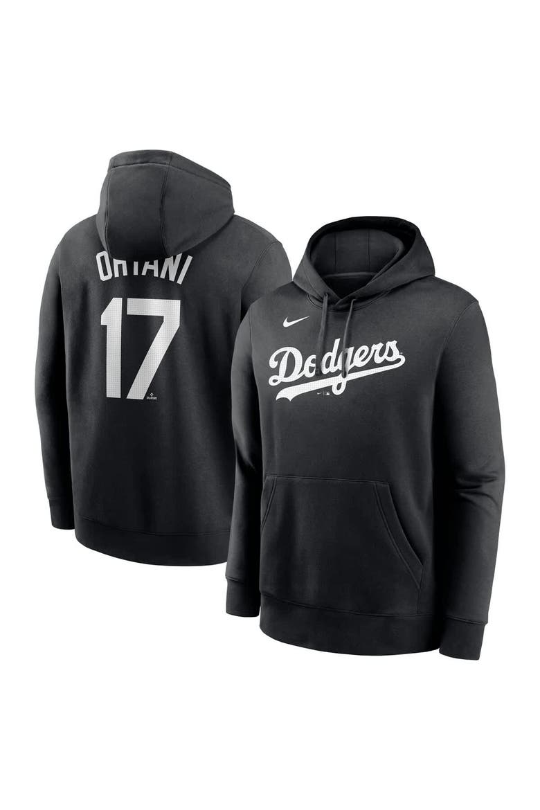 Men's Nike Shohei Ohtani Black Los Angeles Dodgers Player Name & Number Club Fleece Pullover Hoodie, Main, color, Black