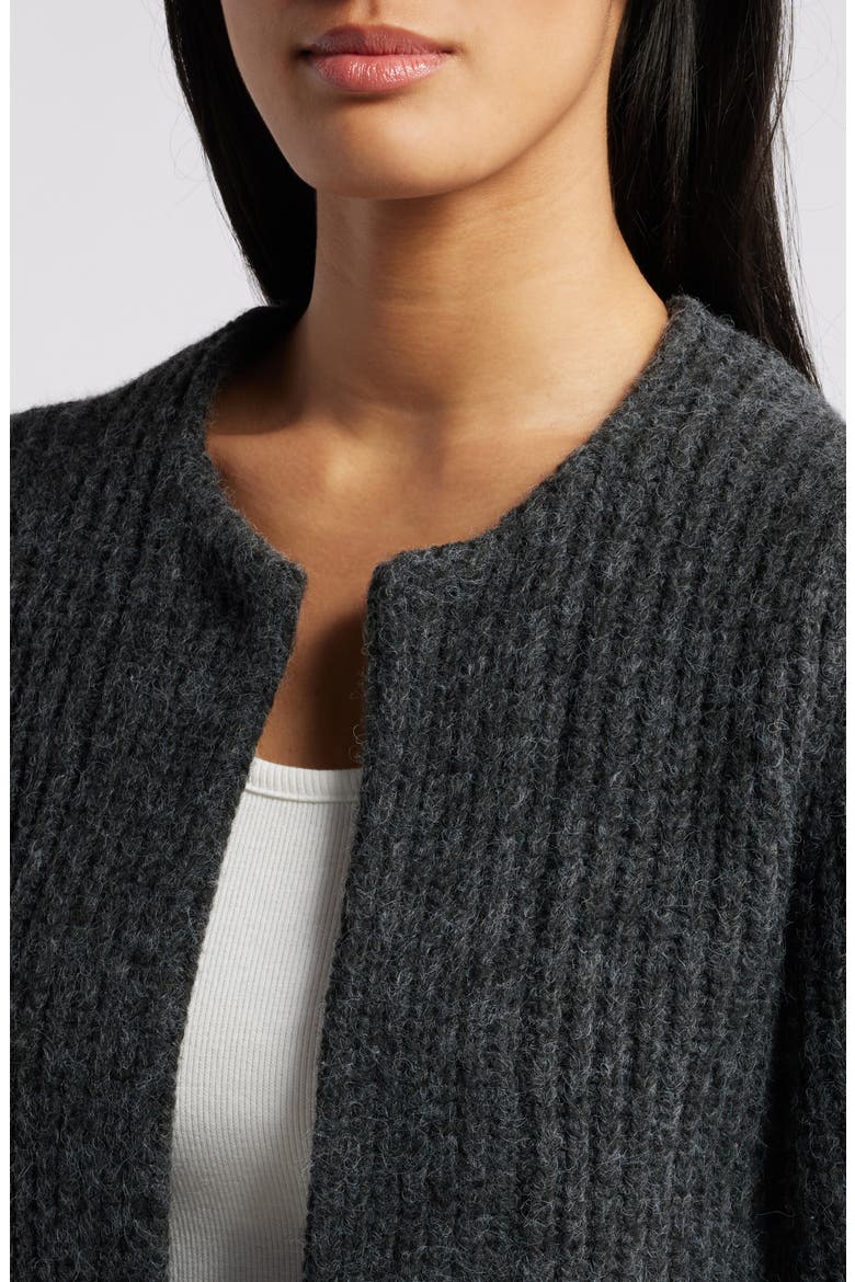 Marled Blouson Sleeve Cardigan, Alternate, color, DARK CHARCOAL
