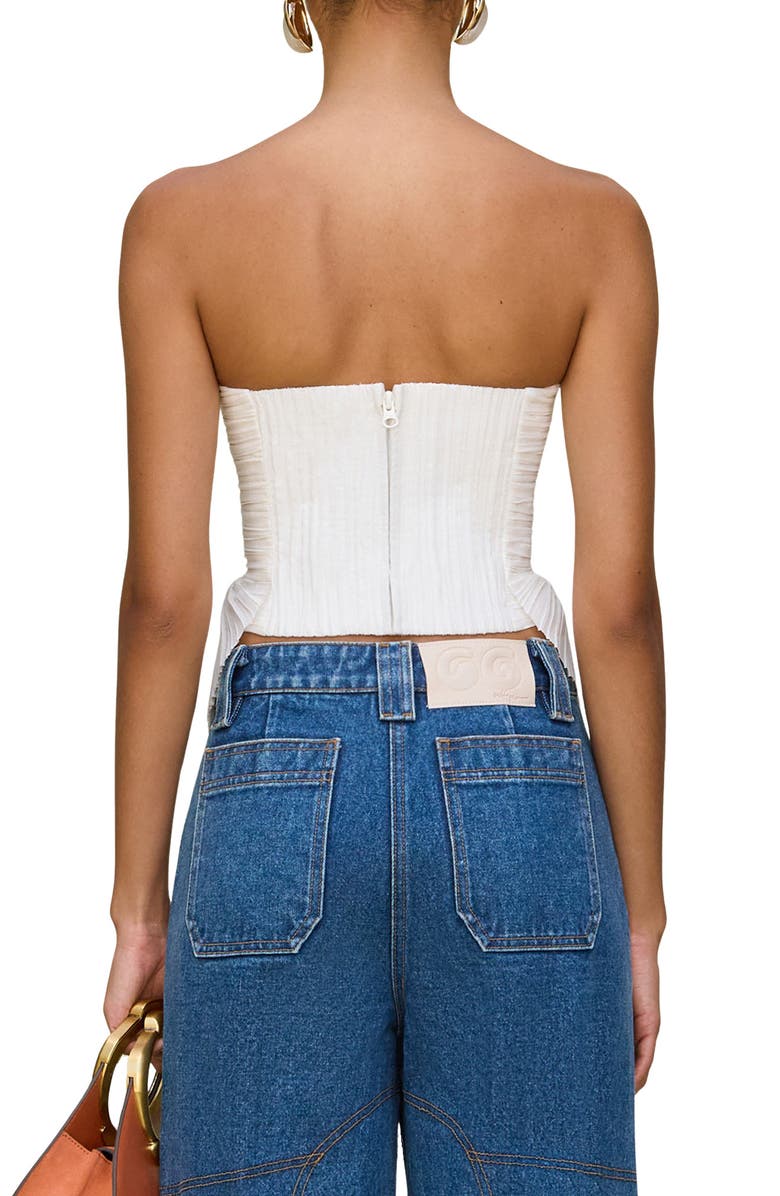 Cult Gaia Jace Pleated Strapless Top, Alternate, color, Off White