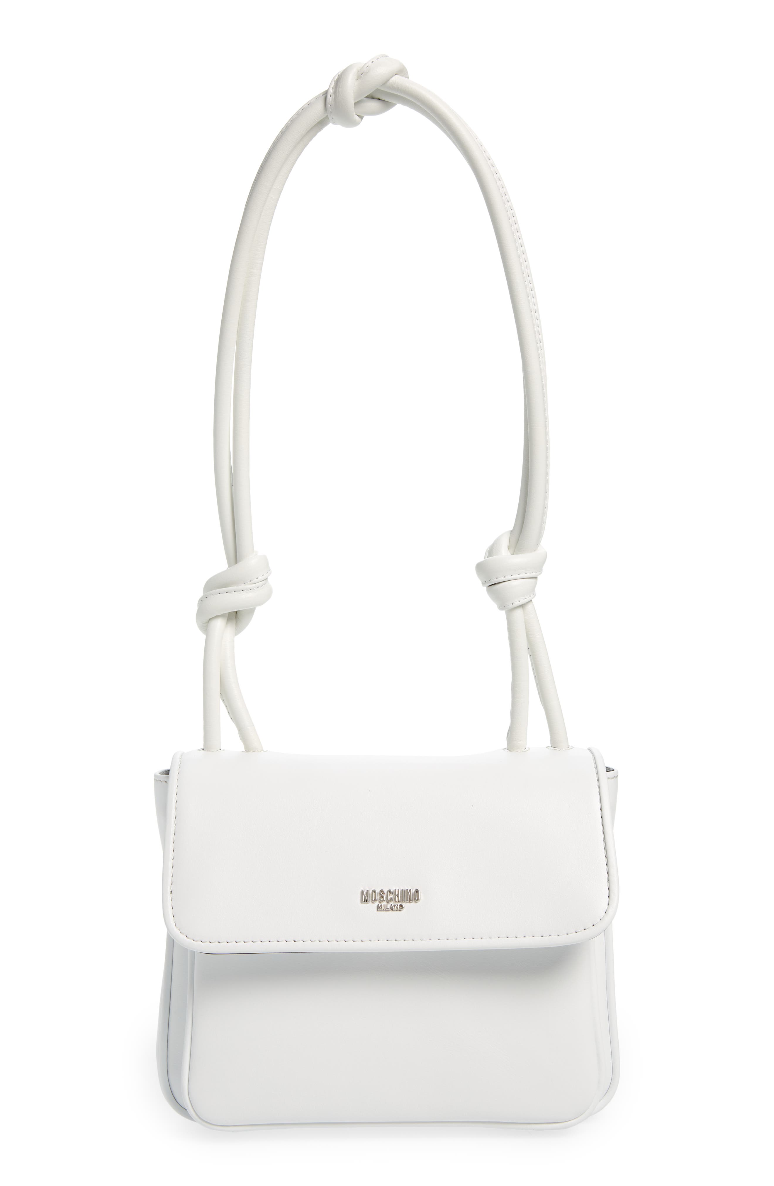 Moschino Knotted Strap Leather Shoulder Bag, Main, color, 