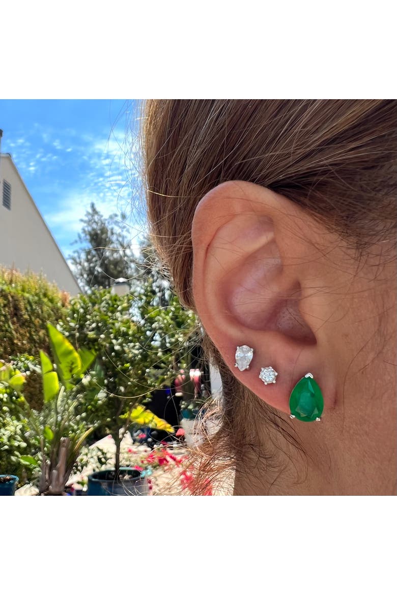 Pear Emerald Stud Earrings, Alternate, color, green