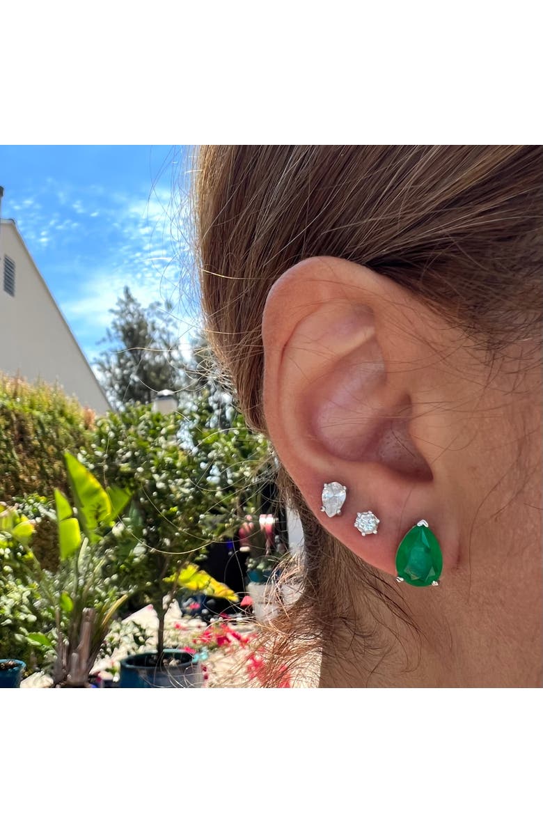 Gemma Azzurro Pear Emerald Stud Earrings, Alternate, color, Green