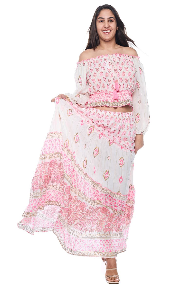 RANEES Off-the-Shoulder Top & Maxi Skirt Set, Alternate, color, Pink
