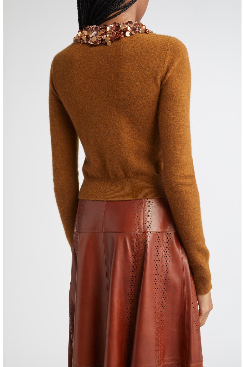 Embellished Cashmere Cardigan, Alternate, color, UMBER