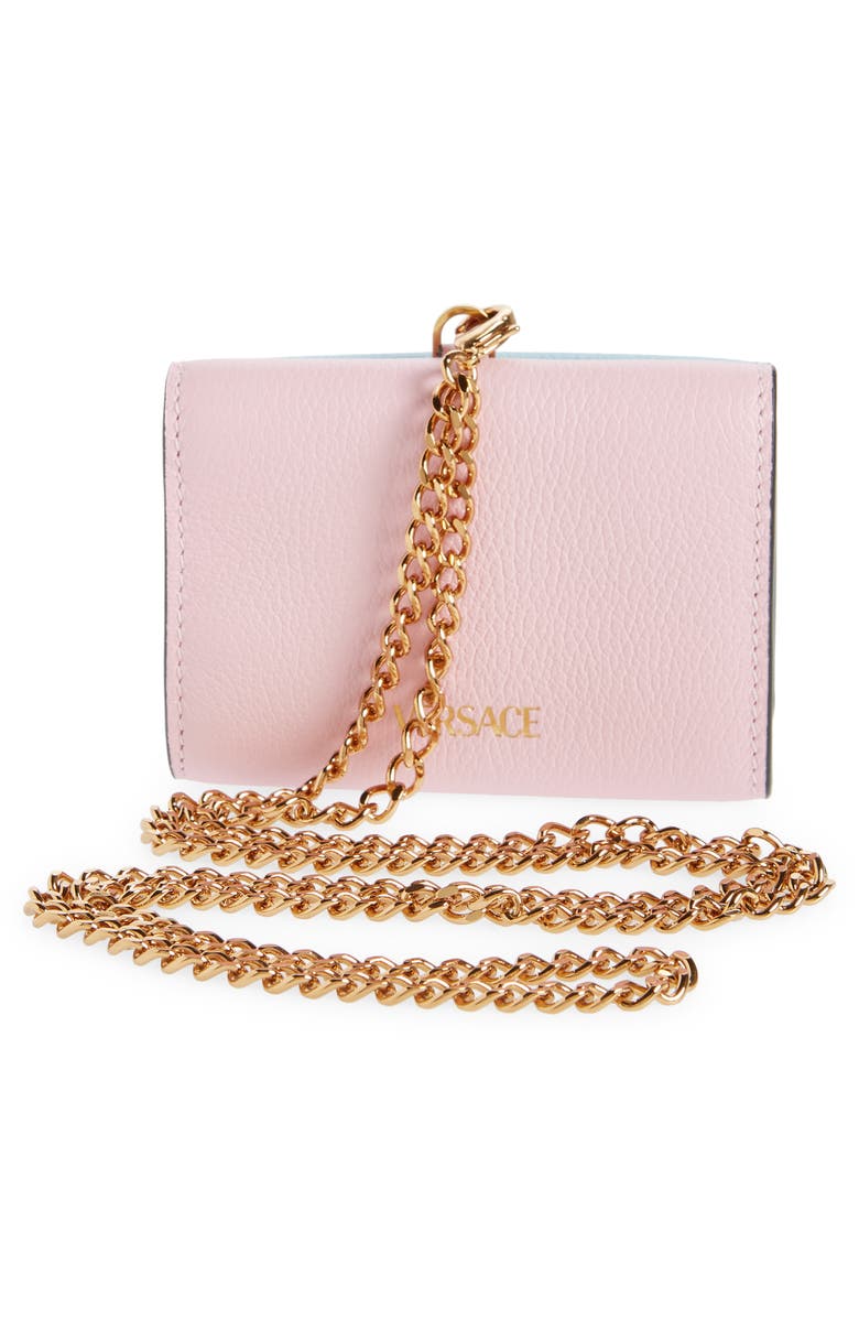 Versace Mini La Medusa Leather Wallet on a Chain, Alternate, color, 