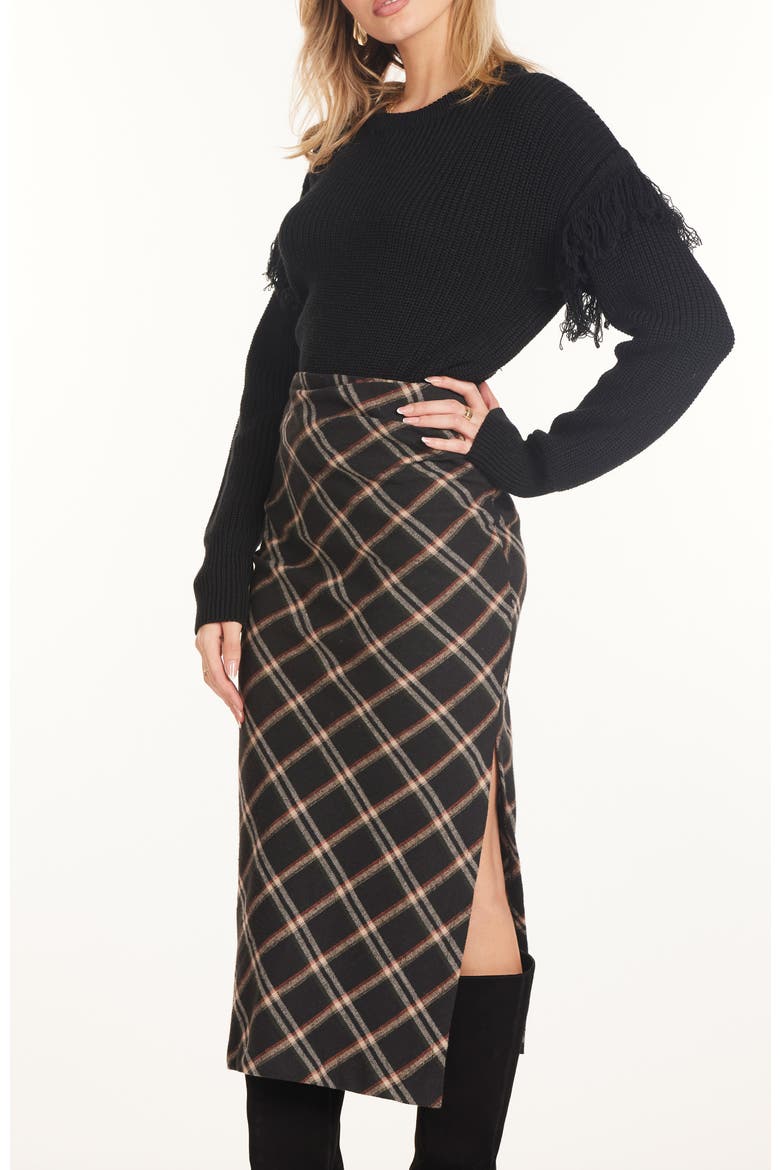 Colette Ruched Skirt, Alternate, color, Black Plaid