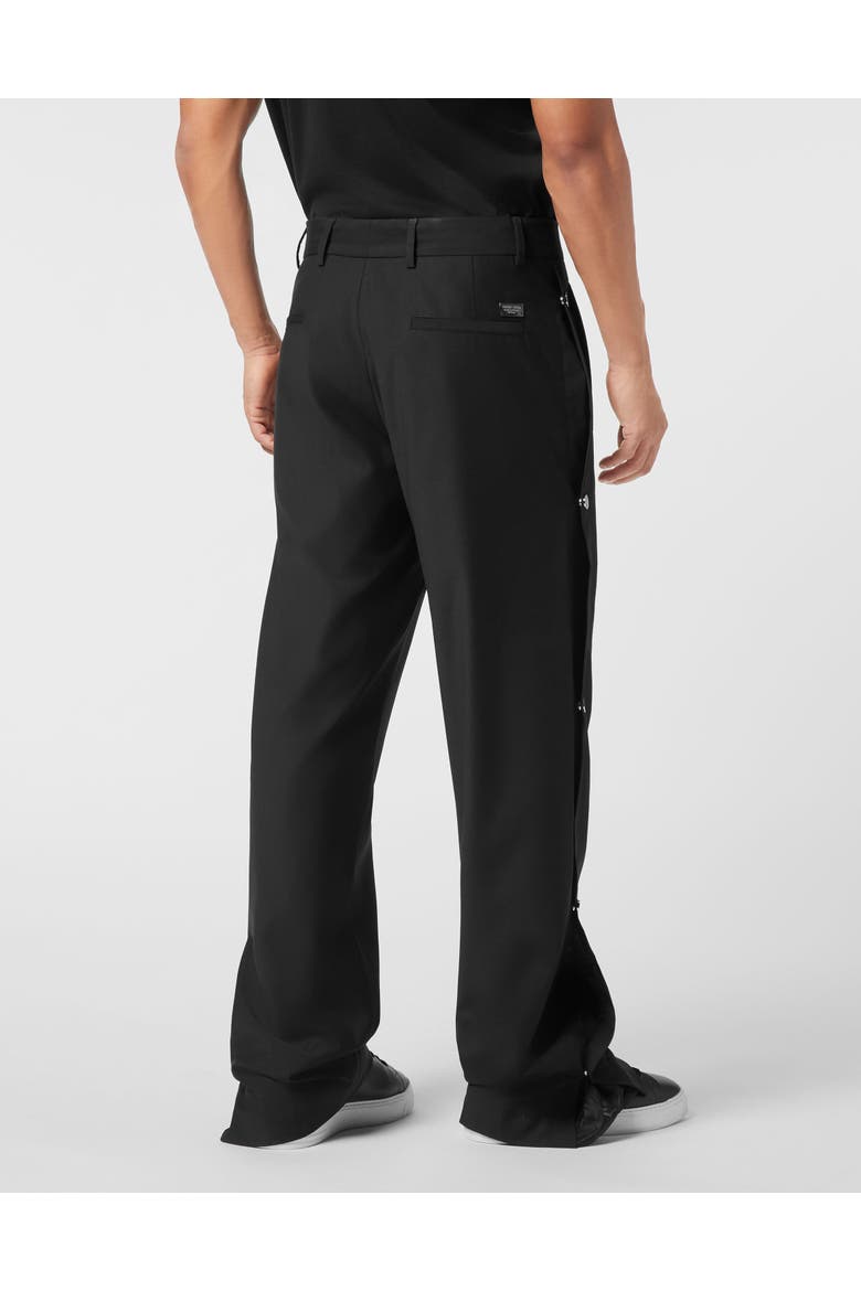 Loose Fit Trousers With Inserts Monogram Men, Alternate, color, black