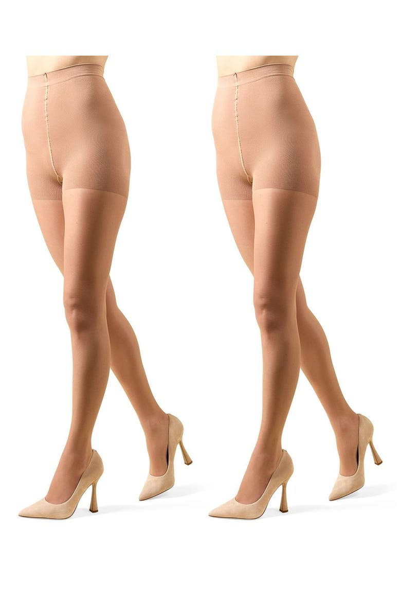 Crystal 2-Pack Control Top Tights, Main, color, NUDE BEIGE