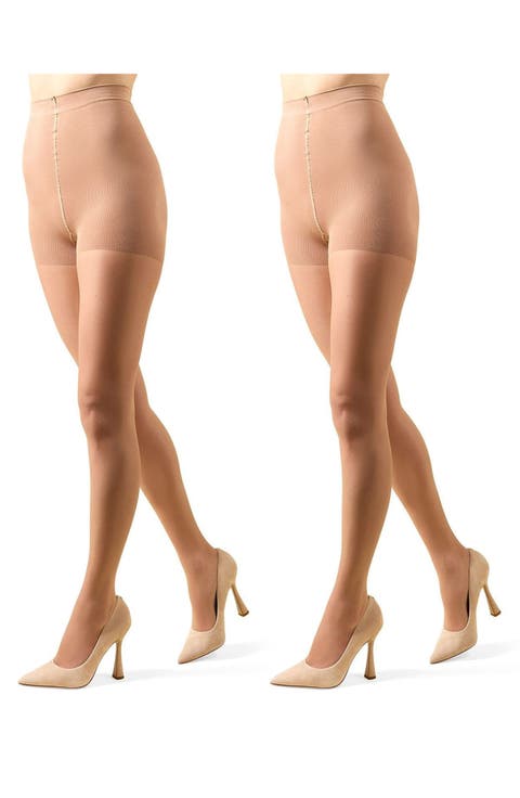 Crystal 2-Pack Control Top Tights
