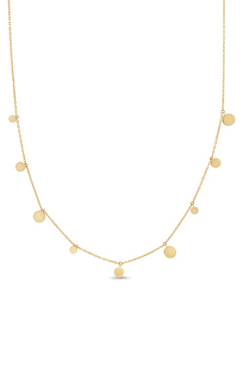 14K Yellow Gold Disc Charm Necklace