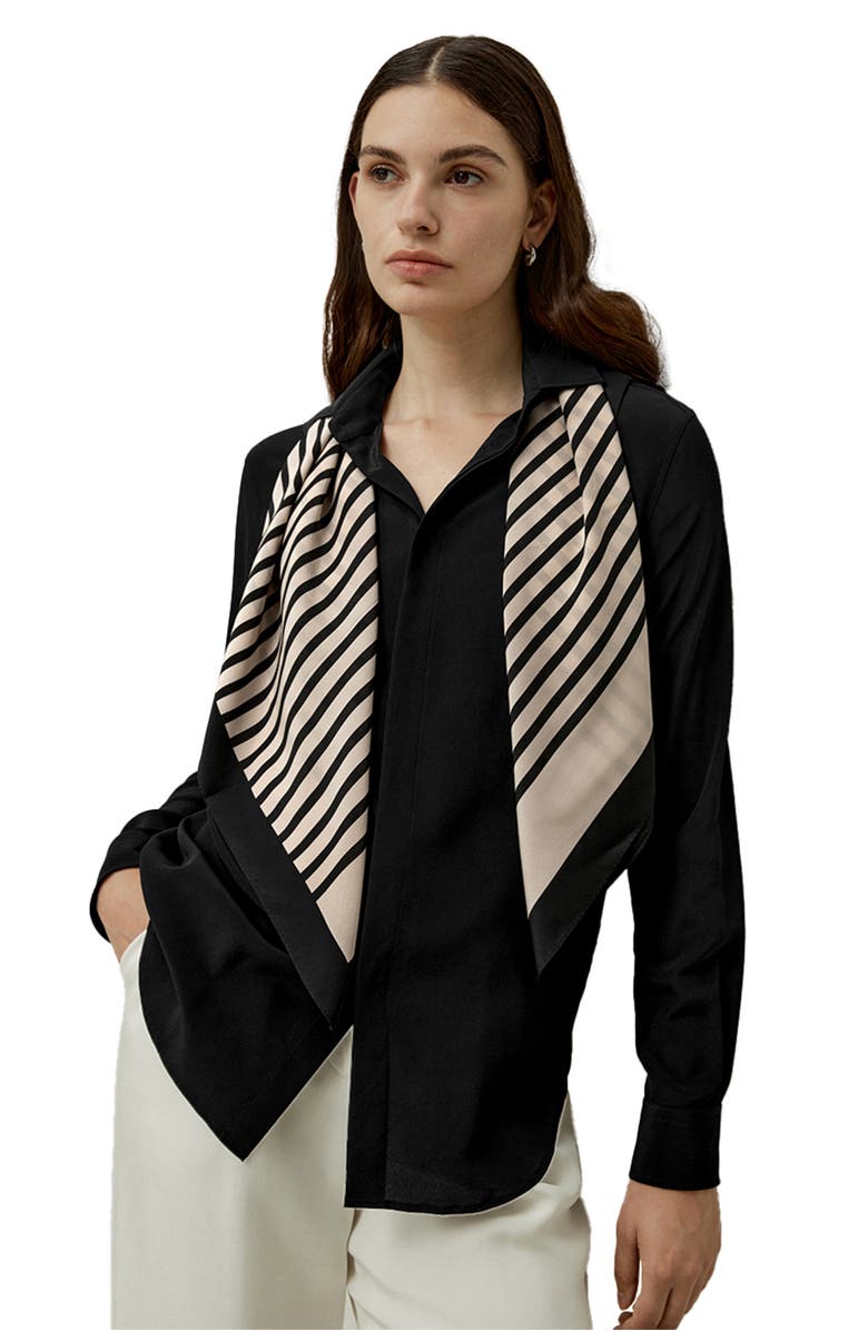 Lilysilk Mid-Century Pattern Silk Scarf, Main, color, Camel