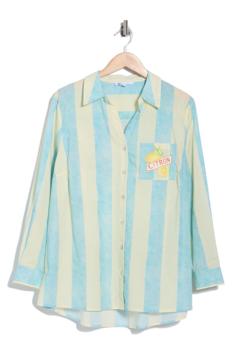 Postcard Tunic Button-Up Shirt, Alternate, color, BLUE